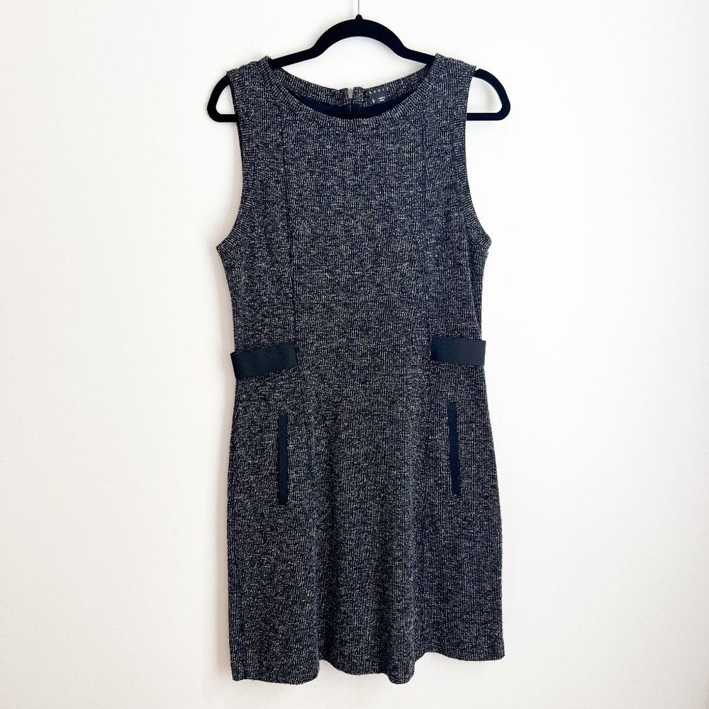 Theory Black and White Tweed Midlength Dress, Size L